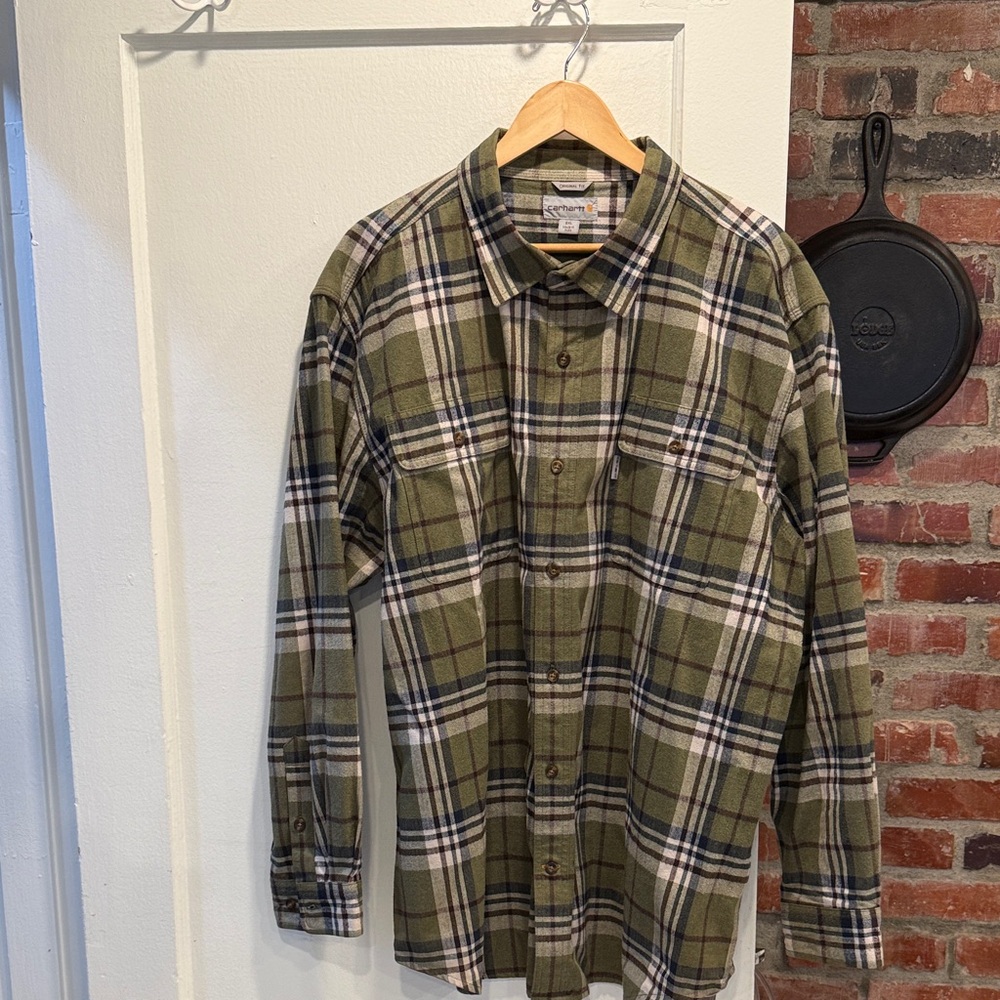 Carhartt Olive Green Plaid Men's Shirt 2 XL